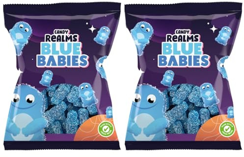 Candy Realms Blue Babies Gummy Fizzy Sugar Coated Sweets 190g - 2x Share Bags