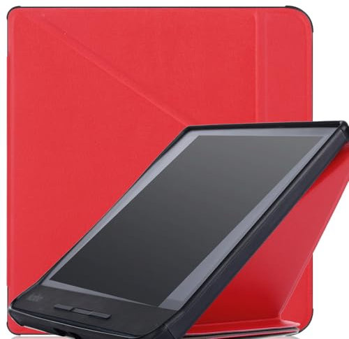 Étui pour liseuse Kobo Forma 8 pouces, en cuir TPU de qualité supérieure, étui de protection fin avec fonction veille/réveil automatique et fonction support (rouge)