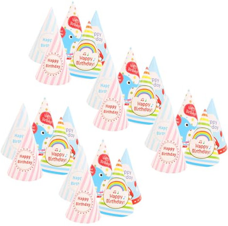 VICASKY 25stücke Geburtstags-partyhüte Bunte Papierhüte Für Kindergeburtstage Dekoration Und Fotorequisiten Lustige Spitze Partyhüte Mit Verschiedenen Mustern Für Unvergessliche