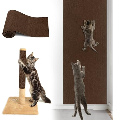 Selbstklebend Kratzbretter Dunkelbraun Katze Kratzteppich Katze Kratzmatte Katze Wand Teppich Katzen Kratzbrett Katzen Kratzwand(200cmx40cm/78.7 * 15.7 Zoll)