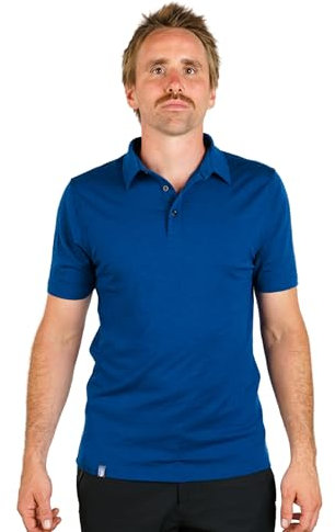 ALPIN LOACKER Merino Shirt Herren Kurzarm I Antischweißshirt I Merinowolle Tshirt I Thermooberteil atmungsaktiv,Polo Blau XL