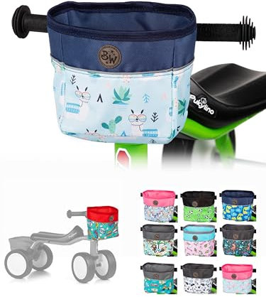 BAMBINIWELT Kinder Lenkerkorb – Tasche für Laufrad, Dreirad & Rutschfahrzeuge– für PUKYlino, WUTSCH, FITSCH & My First PUKY – wasserabweisend, robust & mit Reflektorstreifen, Farbe: Modell 28