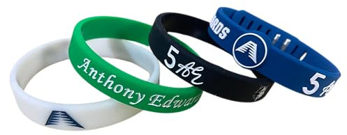 Generic 4 Stück Anthony Edwards Basketball Silikon Armband - Verstellbares Sportband für Fans - Ideales Fan Geschenk und Trainingszubehör - Blau