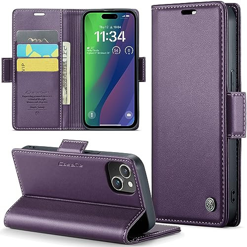 Phernykas for iPhone 15 Plus Wallet Case with Card Holder, Kickstand RFID Blocking Magnetic Closure Shockproof Protective PU Leather Case for iPhone 15 Plus Flip Case Wallet - Purple