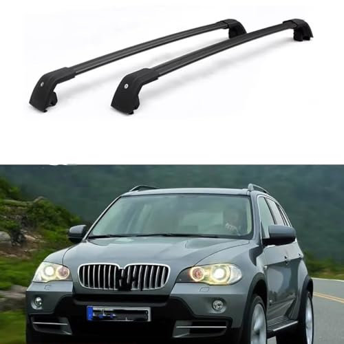 Spulhc Tragfähiger, Verstellbarer Dachträger für BMW X5 E70 2006-2013, Aluminiumlegierung/mit Schloss,Black-Black