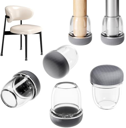24 pièces Protection Pied de Chaise, Transparent pour Embouts de Pieds de Chaise, protecteurs de Sol en Silicone, Patin de Chaisepour Sols en Bois Dur et Carrelage, réduire Les Rayures