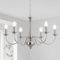 Kronleuchter Modern Deckenlampe Esszimmer, 6 Flammig Silber Deckenleuchte Wohnzimmer Pendelleuchte Vintage, Industrial Hängelampe mit E14 Fassung, Nickel Hängeleuchte lampe für Küche, Schlafzimmer