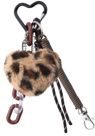 Guqqeuc Porte-clés en fausse fourrure avec imprimé léopard pour clés de voiture, sac à main, sac à dos, multicolore, S