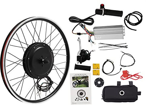 DCSYOG Juego de conversión de bicicleta eléctrica de 48 V, 1000 W, 26 pulgadas, rueda delantera (55 km/h), alta velocidad, sin escobillas, kit de motor de buje