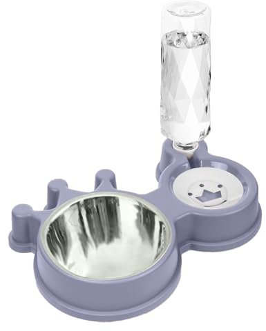 Dog Bowls, Cat Food and Water Bowl Set with Water Dispenser and Stainless Steel Bowl Cats and Small Dogs - Purple FcQ418 (Purple, One Size)