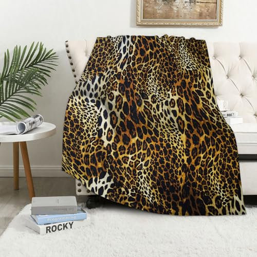 MAAPCHP Kuscheldecke Flauschig Decke Fleecedecke Leopardenmuster Wohndecke Warm Winter Weich,Decke Couch Blanket,Wohn- & Kuscheldecken 150 x 130 cm,Sofa überwurfdecke