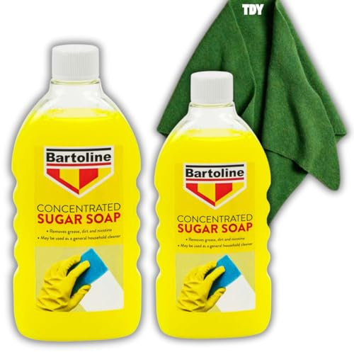 Sugar Soap For Cleaning - 2 x 500ml Concentrated Sugar Soap for walls | Kitchen degreaser spray | Wall cleaner for painted walls | Grease remover | TDY Bundle With TDY Microfibre cloth.