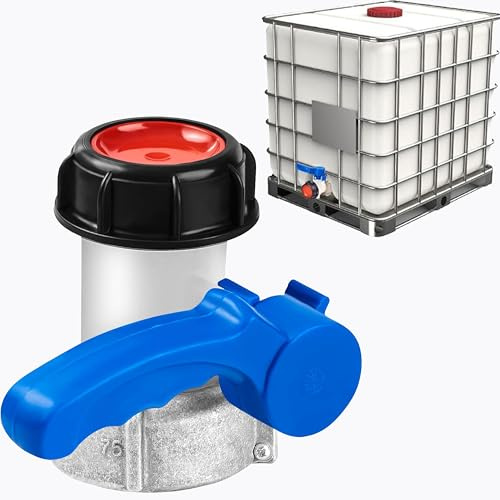 hufhnwso Robinet de Vidange pour Cuve IBC 1000L - Adaptateur de Réservoir 75 mm DN50 - Vanne à Papillon en Aluminium et ABS - Raccord de Cuve IBC, Connecteur Fileté pour Conteneur Chimique/Eau