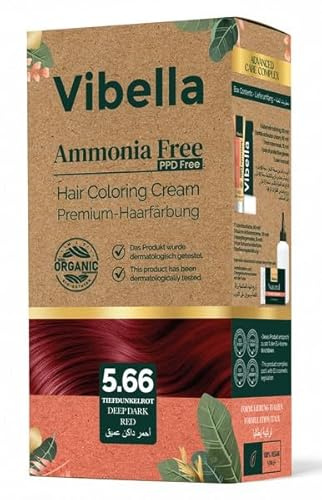 Vibella Haarfärbecreme Nr. 5.66 Tiefdunkelrot – Premium-Haarfärbung ohne Ammoniak, Strahlende Farbbrillanz & zuverlässige Grauabdeckung, Mit Pflegeölen & Keratin