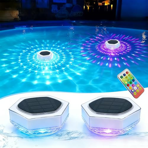 Dekofun 2 Stück Solar Poolbeleuchtung Unterwasser, IP68 Pool Licht