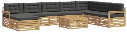 vidaXL Outdoor-Sofagarnitur 9 pcs Weiß und Anthrazit Massivholz Akazie, Gartenmöbel, modernes Outdoor-Sofa-Set, Akazienholz, modulares Sofa, ideal für Pool und Terrasse