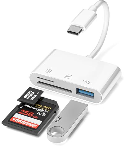 USB-C SD Kartenleser, Adapter für SD/TF/MicroSD mit USB 3.0 für iPhone | Kompatibel mit iPad, MacBook & Android • Plug & Play • Schnelle Foto- und Dateiübertragung • Für Kameras geeignet