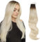 ABH AmazingBeauty Hair Dunkle Wurzeln Remy Tape-In Haarverlängerungen Blond - Doppelseitige Echtmenschenhaar Skin Weft, 20 Stück, 50 Gramm, Platinaschblond mit Dunkelbrauner Basisfarbe R2-60, 45 cm