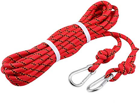 Babimax Corde d'escalade Corde Auxiliaire en Polyester 10m 15m 20m 30m Corde de Sécurité 10mm Cordes Randonée Cordettes Baudrier Multifonction pour Alpinisme Sauvetage Grimpe Descente