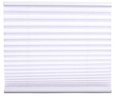 Jet-Line® | Plissee | 100 cm breit x 130 cm lang | Easyfix Montage ohne Bohren | Blickdicht | Jalousie | Klemmfix | Sonnenschutz | Rollo | Faltrollo in weiß | Klemmträger für Fenster | Faltstore