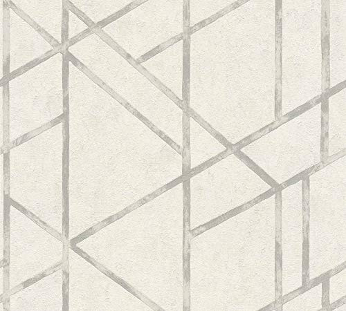 A.S. Création Livingwalls Vliestapete Metropolitan Stories Francesca Milano Tapete geometrisch grafisch 10,05 m x 0,53 m metallic weiß Made in Germany 369285 36928-5