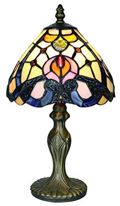 Tokira Vintage Tiffany Tischlampen Weiße 8 Zoll, E14 Tiffany Tischlampe Antik Original, Glasmalerei Lampen Schlafzimmer Nacht Lampenschirme Einfachen Stil Wohnzimmer [Ohne Glühbirnen]