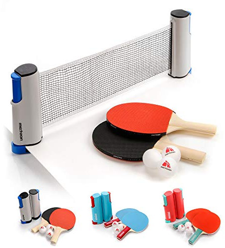 meteor Tischtennisnetze Set ausziehbar Tischtennis Netze Schwarz - Einziehbares Netz - einstellbare Länge mobiles tischtennisnetz für jeden Tisch