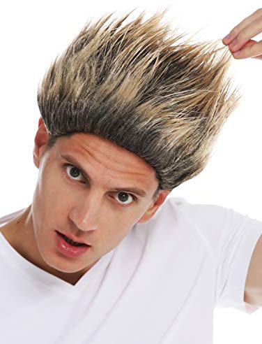 WIG ME UP - 31733-ZA103-82A Perücke Halloween Herren Damen hoch toupiert Troll Teufel Kobold schwarz blond Spitzen