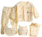 PPangUDing Babykleidung Neugeborene Baby Jungen Mädchen Kleidung Set, Langarm Cartoon Drucken Tops + 2pc Lange Hosen + Hüte + Lätzchen 5-Teiliges Kinder Unisex Kleidungs Set (0-3M,Gelb)