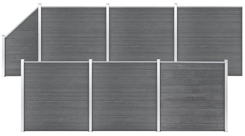 vidaXL WPC Zaun Set 6 Quadrate 1 Schräge Sichtschutzzaun Lamellenzaun Gartenzaun Windschutz Sichtschutz Zaun Steckzaun Systemzaun Garten 1138x186cm Grau