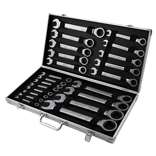 Aohuada Ratschenschlüssel 22Stk set Ring Maul Schlüssel 6-32mm Ringschlüssel Maulschlüssel Knarrenschlüssel Gelenk Schraubenschlüssel