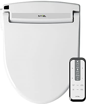 Ivyel GL-3 REM Smart Electric Bidet for Toilet Seat with Remote,For Elongated Toilets,Stainless Steel Self Cleaning Nozzle,Heated bidet Toilet Seat with Warm Water,Air Dryer,Intensive Wash