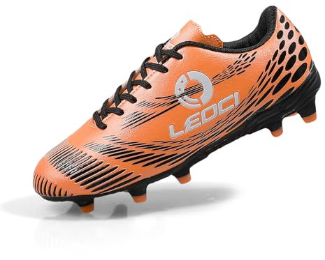 LEOCI Football Shoes for Kids Boys and Girls Firm Ground Womens Durable Soccer Shoes Outdoor Football Anti-Slip Sneakers