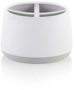Minky Bathroom Storage Caddy, Toothbrush Holder With 4 Compartments, Electric Toothbrush Holder, Bathroom Storage & Organisation, White & Light Grey, Made in the UK
