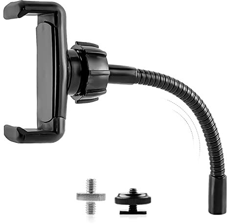 Kuaguozhe Handyhalterung für Ringlicht und Stativständer mit 1/4 und Blitzschuh-Adapter, Flexibler Handy-Stativ-Adapter (schwarz)