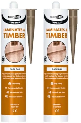Lami Mate Flexible Sealant | Floorboard Gap Filler | Dark Oak | Bond it | Pack of 2