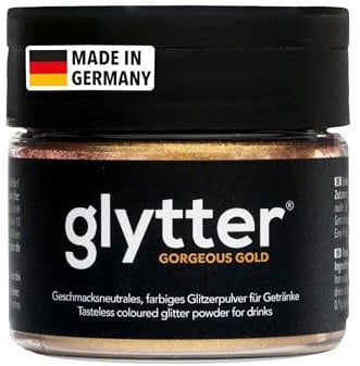 Glytter Glitzerpulver für Getränke (Gold) - essbarer Glitzer für Drinks & Flüssigkeiten, z.B. für Likör, Sekt, Cocktails - trinkbares & geschmacksneutrales Glitzerpuder, Staub