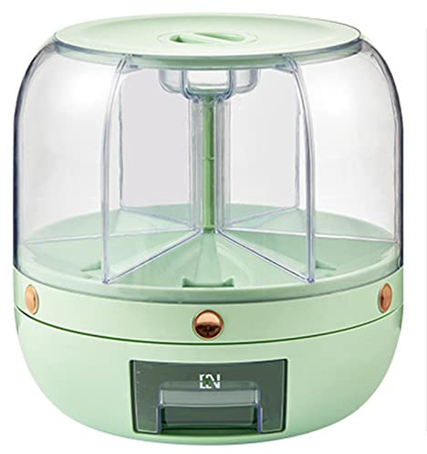 MLYYJH Cereal Dispenser 6 Compartment - Round Stackable Sealable Small Grain Storage Container, Dry Food/Corn/Beans/Nuts, Kitchen/Pantry Countertop, 22 lbs Capacity(Green)