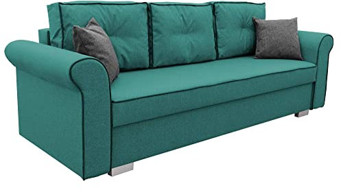 bonni Schlafsofa Merida, Sofa mit Bettkasten und Schlaffunktionn, Klappsofa, Schlafcouch, Bettsofa, Couch vom Hersteller,Couch, Couchgarnitur, Sofagarnitur (Türkis)