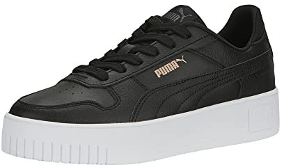 PUMA Women's Carina Street Sneaker Black Black-Rose Gold White, 6 UK