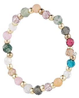 Poo4kark Süßwasser-natürliche Perlen-Ringe für Frauen-elastische justierbare Perlen-Ringe mit Goldperlen-Modeschmuck-Geschenken Ohrringe Damen 585 Echt (A, One Size)