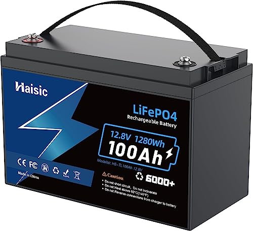 LiFePO4 100Ah 12V Lithium Batterie mit über 10 Jahre Lebensdauer und Max.6000+ Zyklen, 1280Wh Lastleistung, IP65 wasserdichte, 100A BMS, 12V Lithium Akku für Wohnmobil, Solaranlage, Boot,Camping,etc.