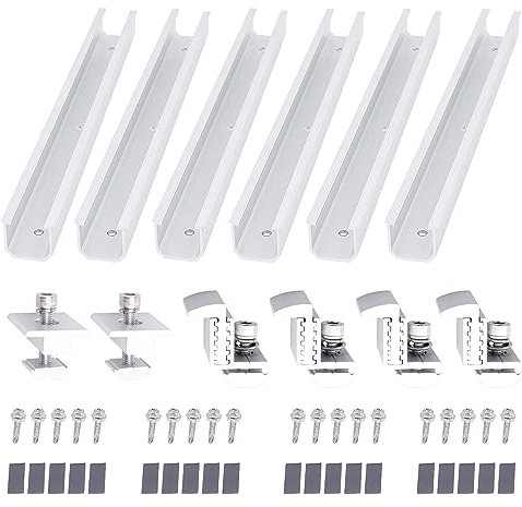 FLYAMAPIRIT Kit de support de panneau solaire en alliage d'aluminium photovoltaïque (6 rails de 300 mm + 4 pinces d'extrémité + 2 pinces centrales) pour 2 modules solaires PV