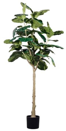 Romantic season Künstlicher Feigenbaum mit Ficus-Lyrata-Pflanze, künstlicher Baum im Topf, für drinnen und draußen, Haus, Büro, Garten, moderne Dekoration, perfektes Einweihungsgeschenk, 1 Stück