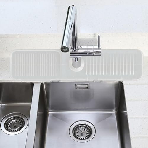DSFSAEG Faucet Sink Splash Guard, Silicone Faucet Mat With 2 Dish Cloths, Universal Silicone Faucet Handle Drip Catcher Tray, Drying Mat for Kitchen Faucet Draining Pad for Kitchen Counter, Tap