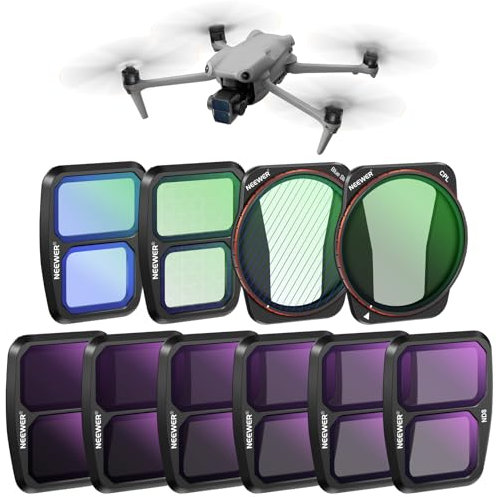 NEEWER ND und Effektfilterset, kompatibel mit DJI Air 3, 10x, HD ND8/ND16/ND32/ND64/ND128/ND256, Neutraldichte/CPL Polarisation/Lichtverschmutzungsreduzierung/8 x Stern/blauestreifen, anamorphotisch