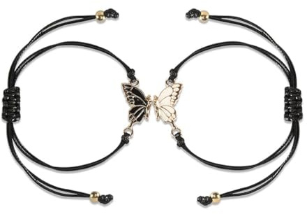 BZKSER freundschaftsarmbänder - 2 Stück mit Schmetterling Armband,Farbe Freundschaftsarmband Damen Beste Freundin Armband, Langstrecken Versprechen Matching Armbande für Damen Herren Freunde