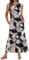 AUSELILY Summer Dresses for Women UK Sleeveless Maxi Dresses Ladies Summer Dresses Beach Coverups Swing Tiered Long Dress with Pockets Tropical Rainforest Leaf M