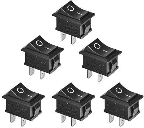 Interruptor basculante, Autoblocante de Encendido/Apagado, 6 Piezas Interruptor Coche Rocker Interruptor 10A/125V, 6A/250V SPST On/Off Mini Interruptor Electrónico para Automóviles