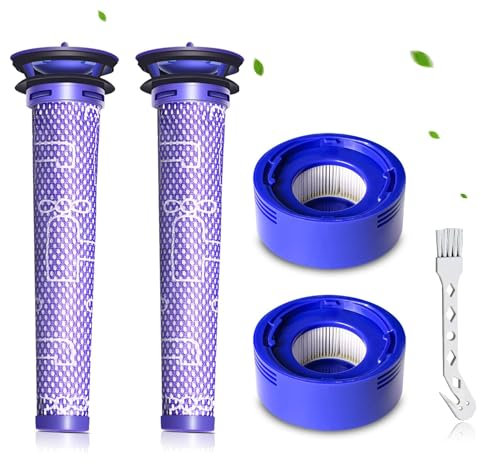 Filtre pour Dyson V8 V7, Pack de 2 Filtres de Rechange Aspirateur pour Dyson V8 V7 Absolute Animal Motorhead,2 Post-filtres HEPA, 2 pré-filtres, Remplace les Pièces 965661-01 et 967478-01 (V8/V7)
